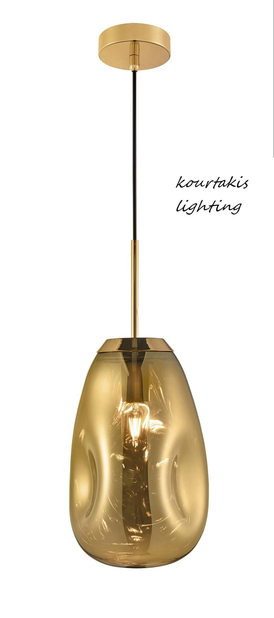 Μονόφωτο οροφής κρεμαστό led - Χρυσό - LAVA - Nova Luce