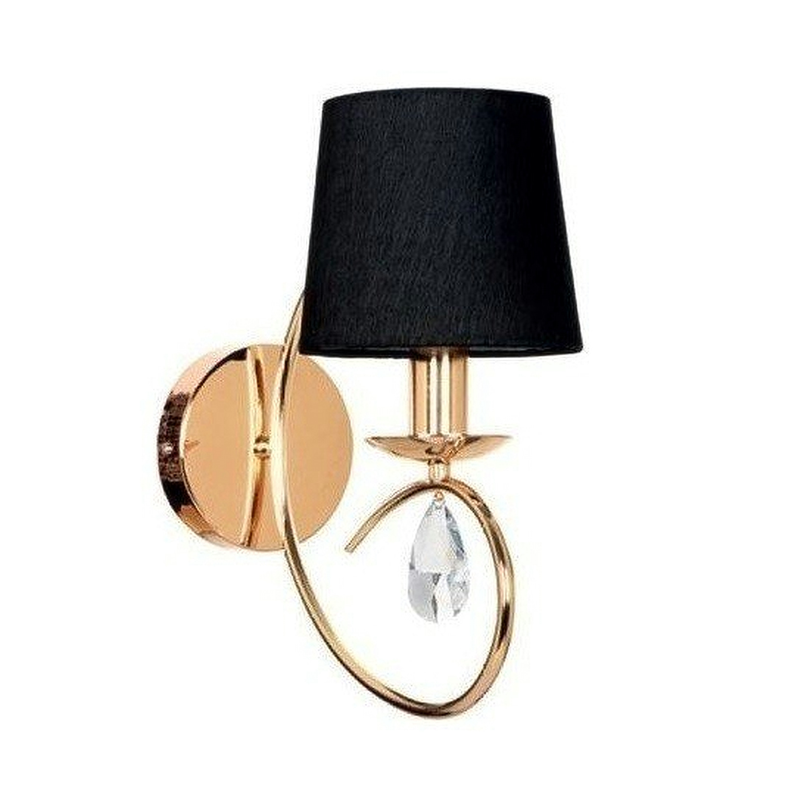 ACA Lighting Απλίκα Τοίχου Κλασσική Μεταλλική Χρυσοχάλκινη με Μαύρο Υφασμάτινο Καπέλο