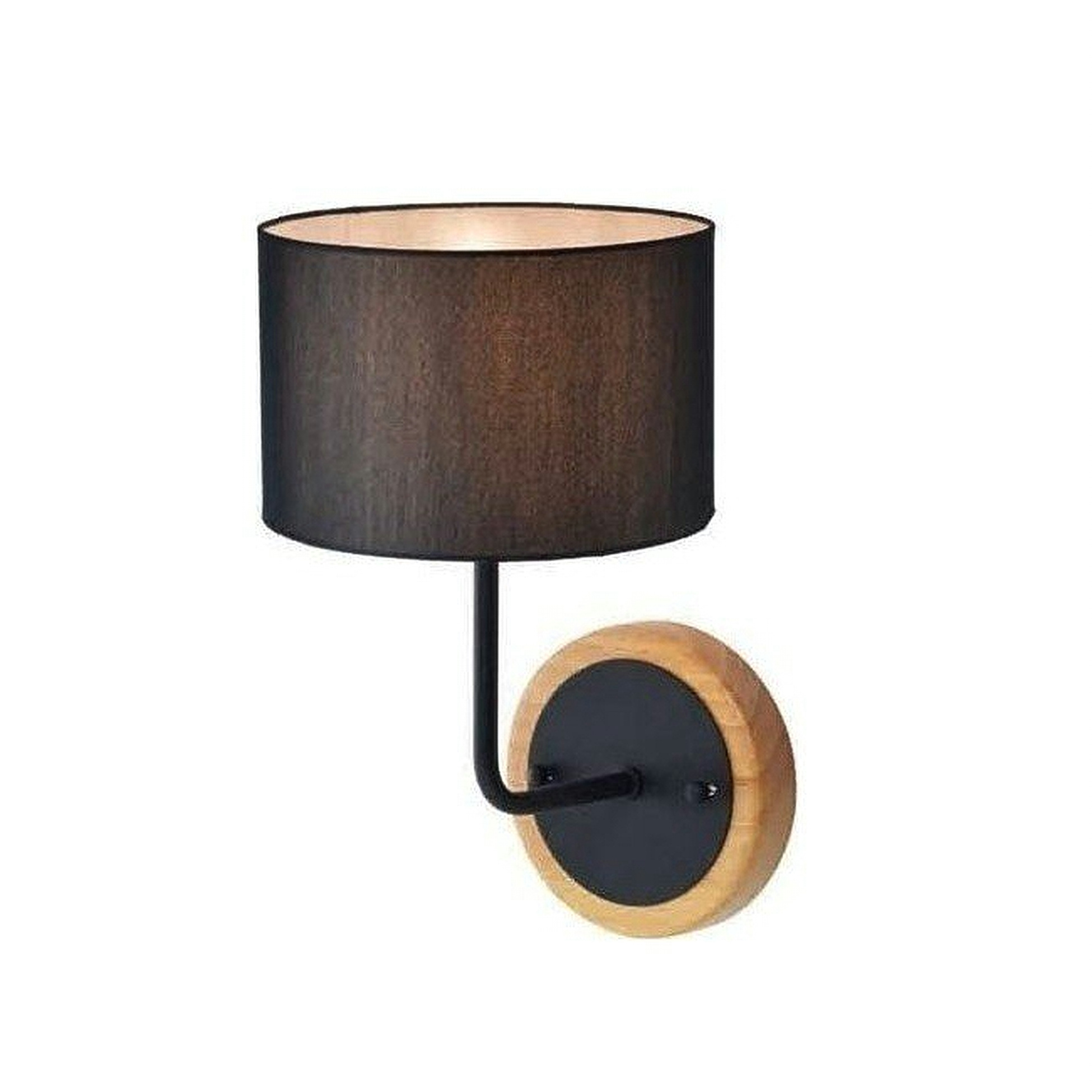 ACA Lighting Μοντέρνα Επίτοιχη Απλίκα Μεταλλική με Ξύλο και Υφασμάτινο Καπέλο