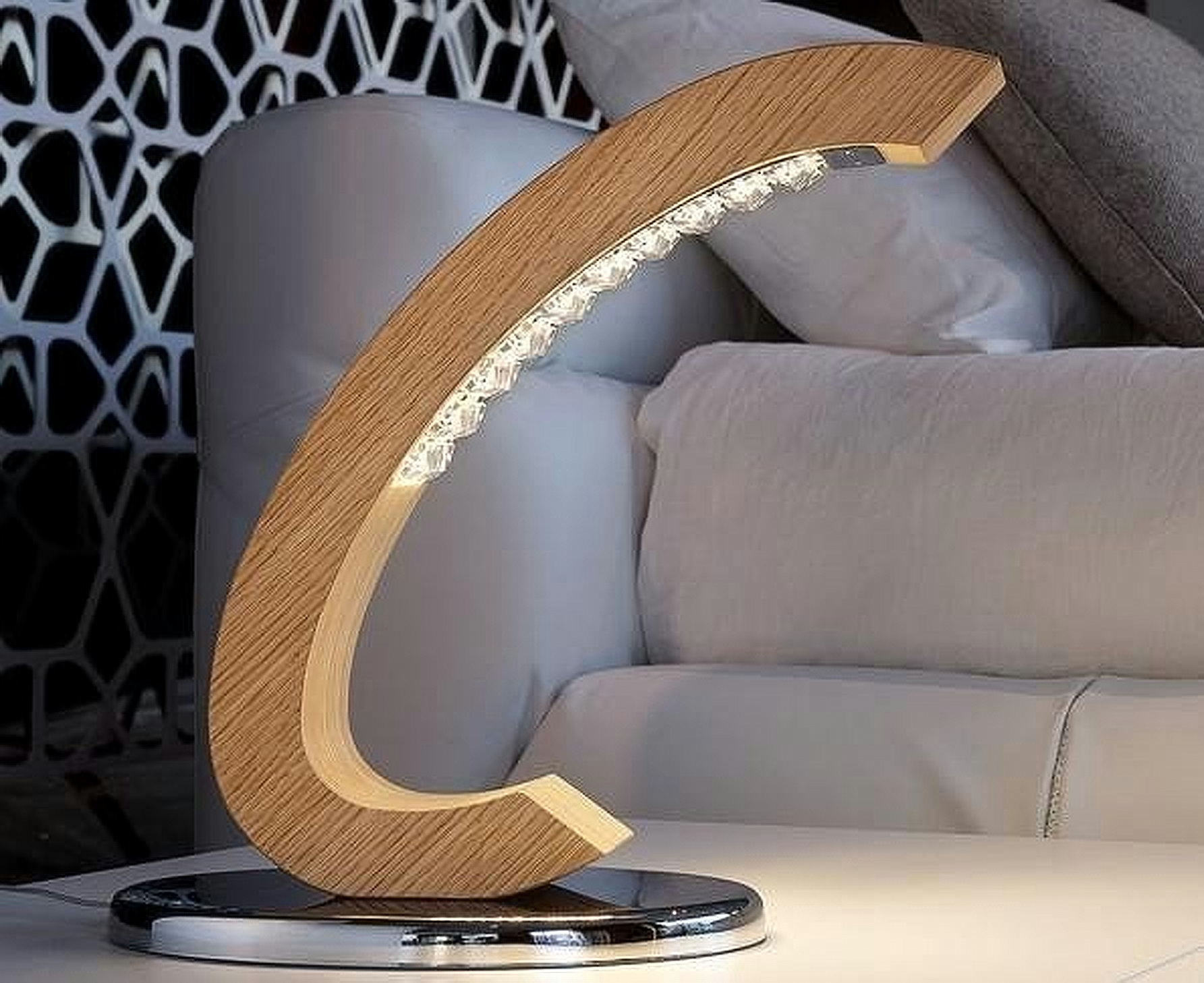 LED Επιτραπέζια Λάμπα Ξύλινη με Κρύσταλλα Libe 042230