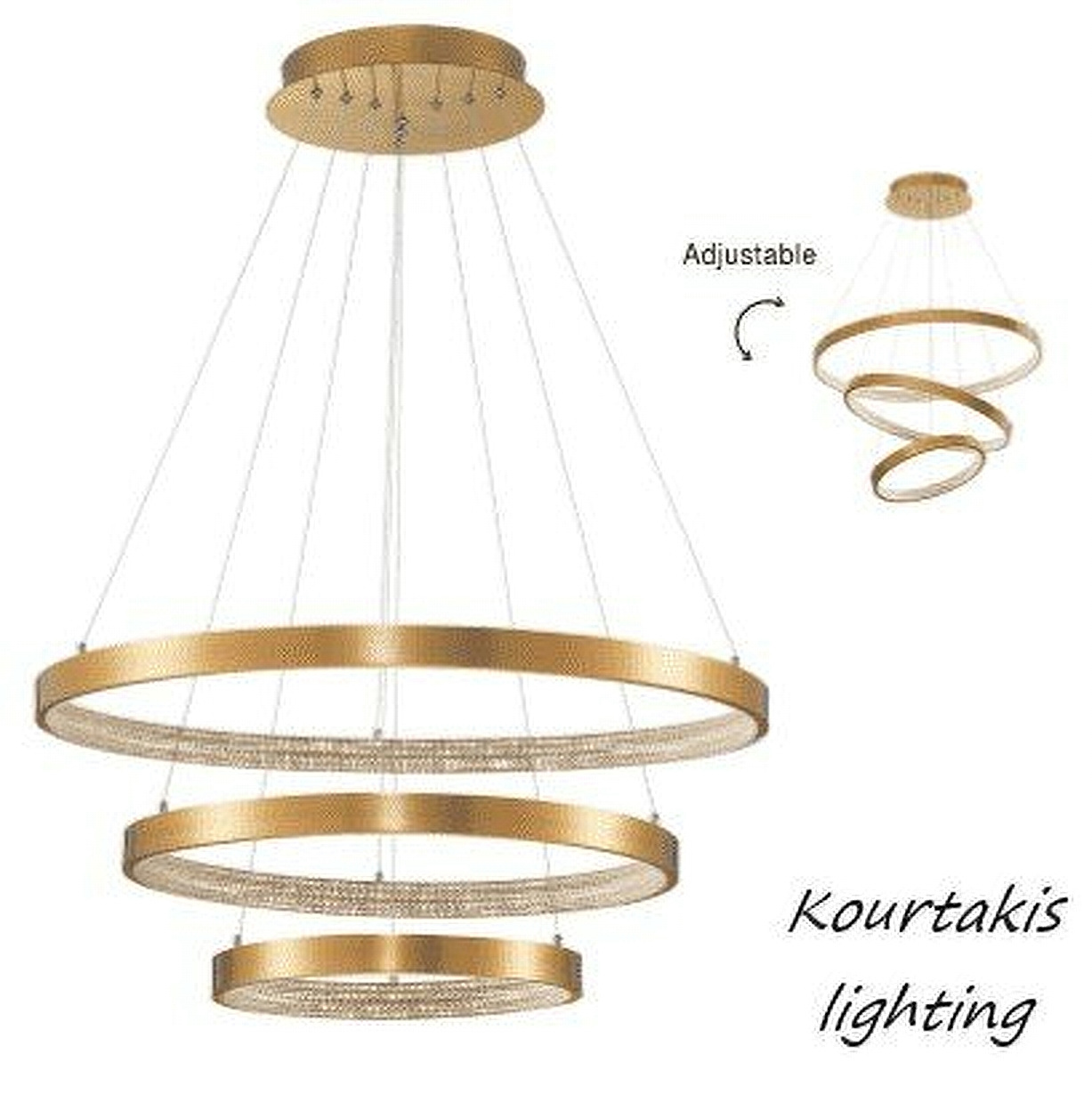 Φωτιστικό led κρεμαστό-dimmable-ρυθμιζόμενο σχήμα-3 rings-Preston-Nova Luce