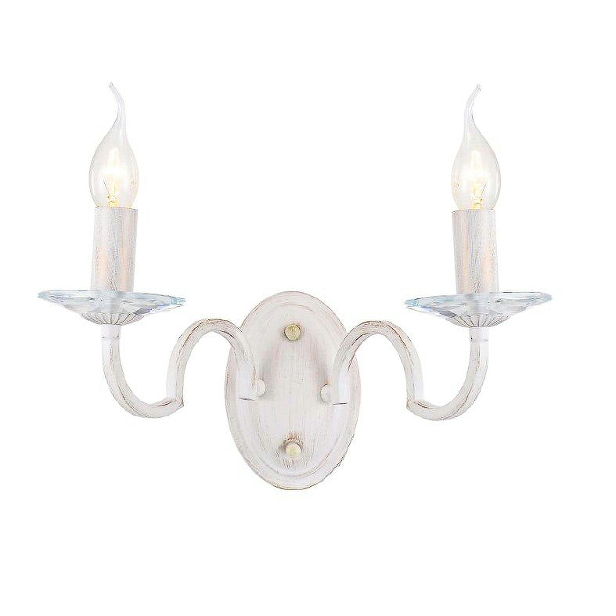 ACA Lighting Απλίκα Τοίχου Μεταλλική Κλασσική Δίφωτη Λευκό Πατίνα